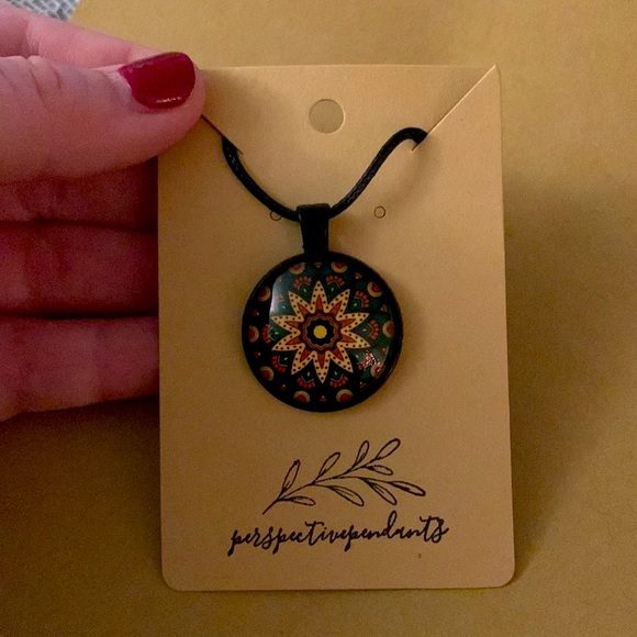 Handmade Mandala Cabochon Pendant Necklace - Picture 2 of 6